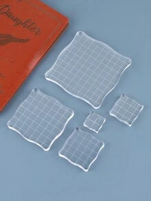 5 Piezas/conjunto Mango Transparente De Acrílico Para Sello De Goma - Blanco - Ver 4