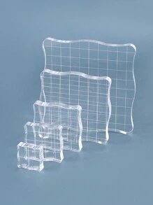 5 Piezas/conjunto Mango Transparente De Acrílico Para Sello De Goma - Blanco - Ver 1