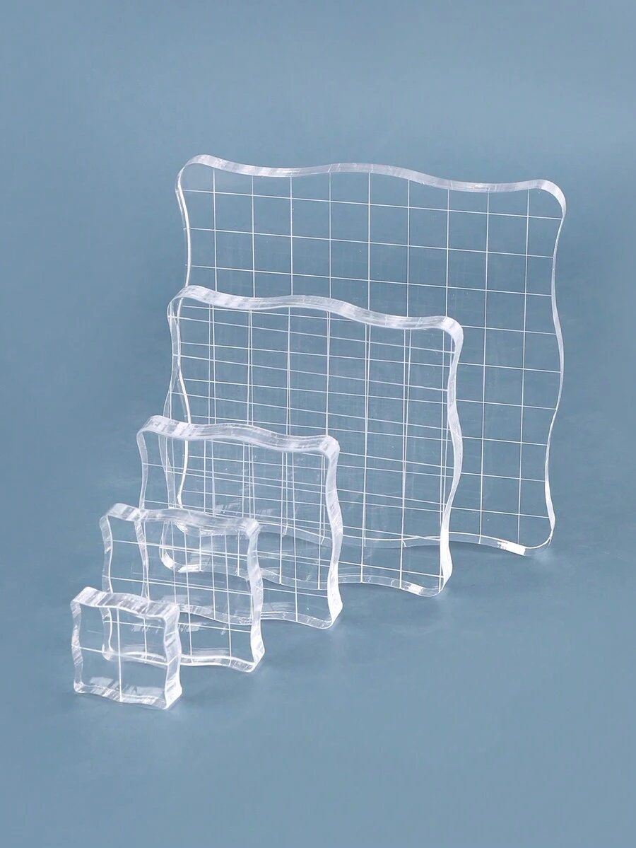 5 Piezas/conjunto Mango Transparente De Acrílico Para Sello De Goma - Blanco - Ver 1