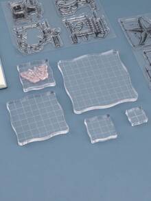 5 Piezas/conjunto Mango Transparente De Acrílico Para Sello De Goma - Blanco - Ver 2