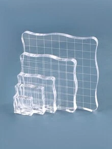 5 Piezas/conjunto Mango Transparente De Acrílico Para Sello De Goma - Blanco - Ver 5