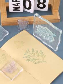 5 Piezas/conjunto Mango Transparente De Acrílico Para Sello De Goma - Blanco - Ver 3