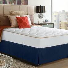 1 Pieza Falda De Cama Plisada De Color Sólido Con Diseño De Tela De Caída - Azul - Ver 6