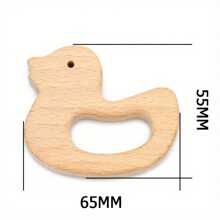 1pc Natural Unpainted Elmwood Crafts Animal Shaped Wooden Decorative Items & Toys - Beige - View 14