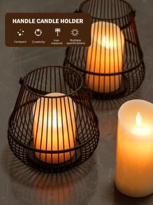 1入裝飾手提式蠟燭燈籠,可用於婚禮派對、花園裝飾、室內外使用的中心點,桌上裝飾金屬蠟燭立籠(黑色) - 黑色 - 查看 2