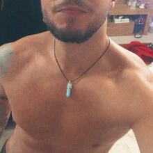 1件男士锁骨蜡绳项链，配天然黑曜石六角柱吊坠，简约个性化黑曜石项链吊坠 - 黑色 - 查看 5