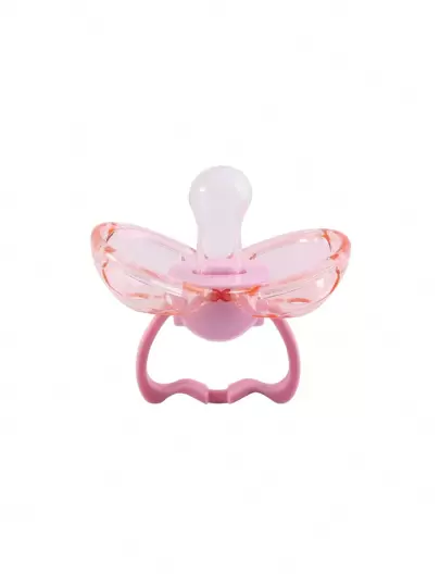 1 件裝粉紅嬰幼兒矽膠奶嘴,自動閉合防塵,安全適合日常使用