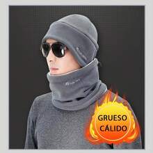 Gorro con Bufanda Gorro Invierno Primavera para Hombre y Mujer Tejido de Punto - Café integral - Ver 4