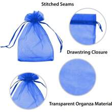 50 件欧根纱礼品袋、珠宝包装袋、抽绳婚礼礼品袋、手链袋、学校用品食品袋、食品盒，适用于糖果、巧克力、饼干等， - 寶藍色 - 查看 5