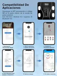 FANOVA  Báscula Electrónica De Baño  Inteligente App Teker - Negro - Ver 4