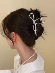 1 kẹp tóc trang trí ngọc trai bất đối xứng cho nữ dùng hàng ngày - Bạc - Xem 2