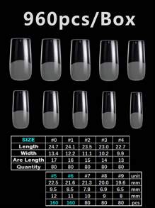 960 Cái/hộp Full Cover Móng Tay Giả Gel Mềm Đầu Trung Bình Dài Vuông Nửa Mờ Trong Suốt Mở Rộng Nhanh Ấn Vào Móng Tay Cho DIY Nail Salon Và Đồ Dùng Làm Móng Tại Nhà - Trong sáng - Xem 4