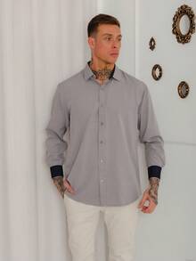 Men Shirts - 灰色 - 查看 4