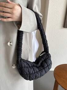 Mùa thu Và Mùa Đông Thủy triều Mây Cái túi - Chất rắn Chần Túi nách , Tối giản Túi đeo vai - màu đen - Xem 2