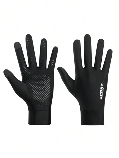 1 Pair Elastic Breathable Touch Screen Outdoor Sports Gloves,Suitable For Cycling,Riding Motorcycle And Skiing,Black Gloves,Winter Hand Warmers