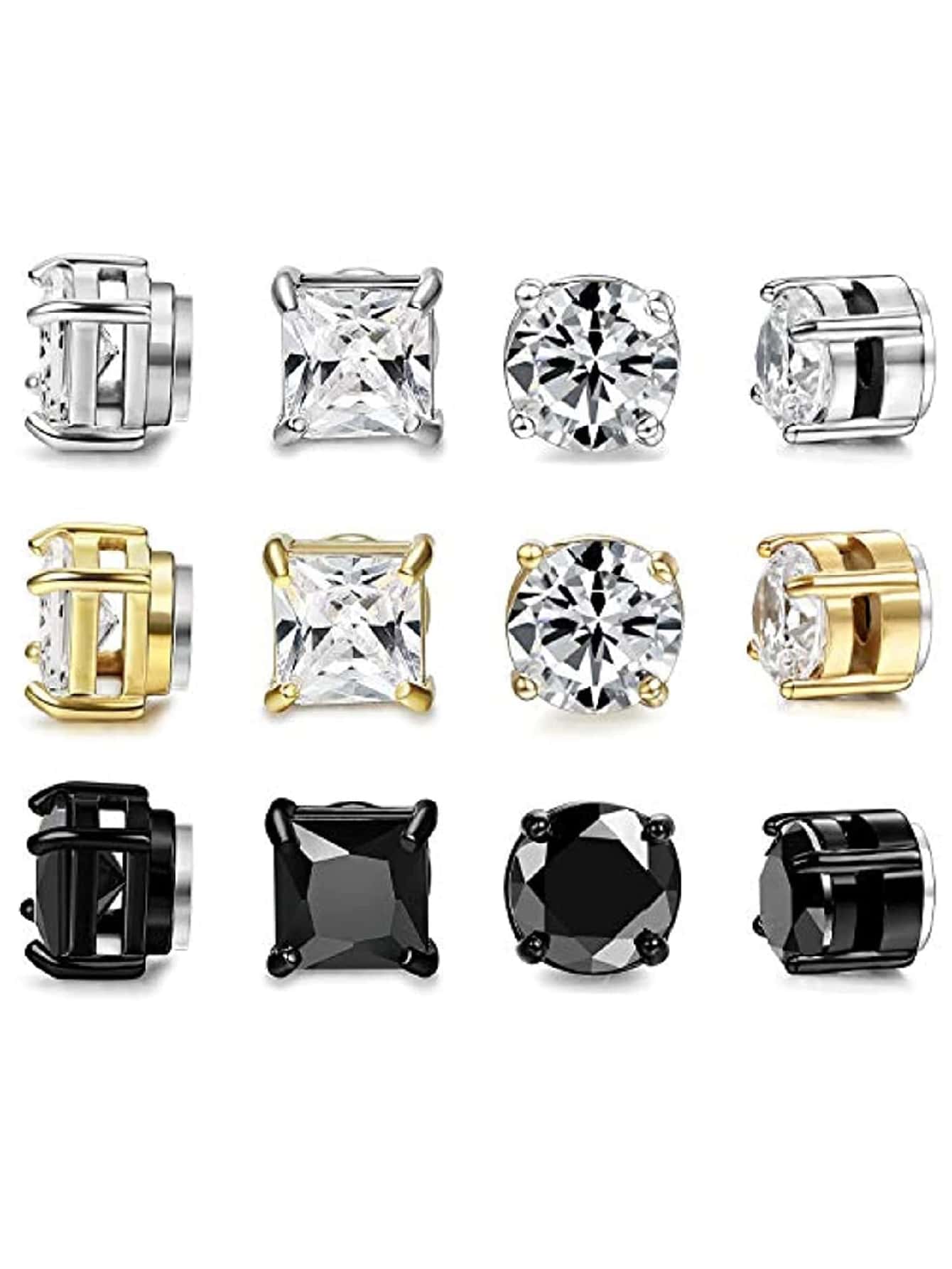 6 Pairs Set Non-pierced Magnetic Earrings for Men Women Magnet Ear Clips Ear Stud Earring No Ear Hole No Piercing Jewelry Gift - Multicolor - View 1