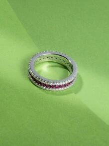 1 chiếc nhẫn cưới bằng bạc 925 đá quý Ruby, thích hợp cho đám cưới, tiệc tùng, Giáng sinh, năm mới, quà tặng Ngày của Mẹ, trọng lượng bạc 7g - Bạc - Xem 4