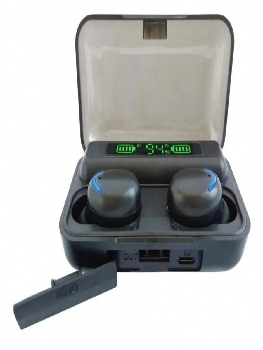 Audífonos in-ear gamer inalámbricos Bluetooth F9-5 negro con luz azul marino - Negro - Ver 1