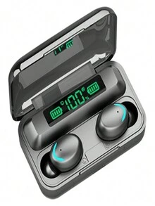 Audífonos in-ear gamer inalámbricos Bluetooth F9-5 negro con luz azul marino - Negro - Ver 2