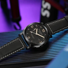 SEAKOSS Men GMT 100Bar Diving Mechanical Watches Super Luminous Sapphire Seagull 2557 Automatic Movement Wristwatches Calendar - Black - View 4