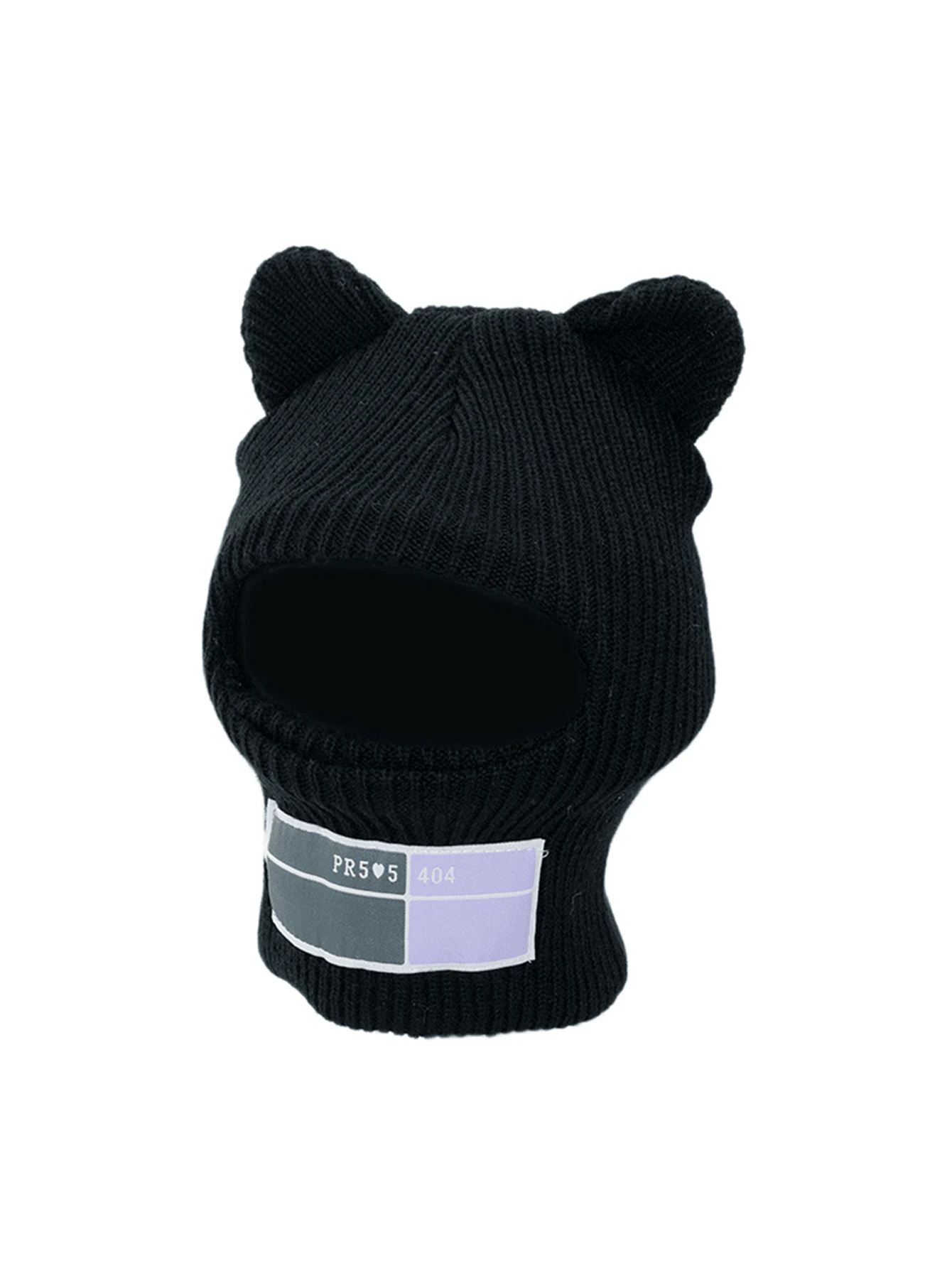 1PC Black Ski Cute Full Face Mask Hat with Bear Ears Baraclava Knitted Hat Windproof Skullies Beanie Winter Warm Unisex Hat - Black - View 1