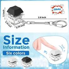 1pc Keyboard Fidget Keychain Reduce Stress Toy Finger Keyboard Keychain Fidget Button Adult Pressure Relief Gift (6 Colors) - White - View 6