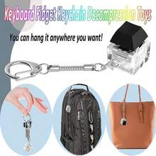 1pc Keyboard Fidget Keychain Reduce Stress Toy Finger Keyboard Keychain Fidget Button Adult Pressure Relief Gift (6 Colors) - White - View 7