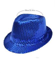 1顶男女通用多色英伦复古爵士帽，摇滚绅士帽，个性化休闲时尚亮片帽 - 紫色 - 查看 3