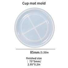 1pc Stylish Cup Mat Mold For Handmade Epoxy Resin Crafts, Suitable For Small Tea Cups - Light Grey - View 3