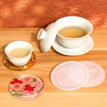 1pc Stylish Cup Mat Mold For Handmade Epoxy Resin Crafts, Suitable For Small Tea Cups - Light Grey - View 2