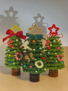 80入組聖誕節色彩的絨毛桿,可用於diy製作花和聖誕樹胸針,可扭曲的毛茸茸鐵絲軟桿 - 彩色 - 查看 2