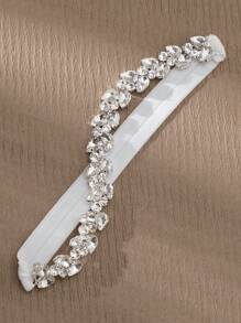 1pc Lady's Elastic Leg Garter With Rhinestone Design, Perfect For Wedding Decoration - Silver - View 3