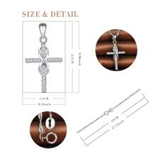 feilok 1pc Elegant & Fashionable 925 Sterling Silver & , Infinity Symbol & Cross Pendant Necklace Suitable For Women & Girls Daily Wear Or As Gifts For Birthday, Wedding, Christmas, Valentine'S Day