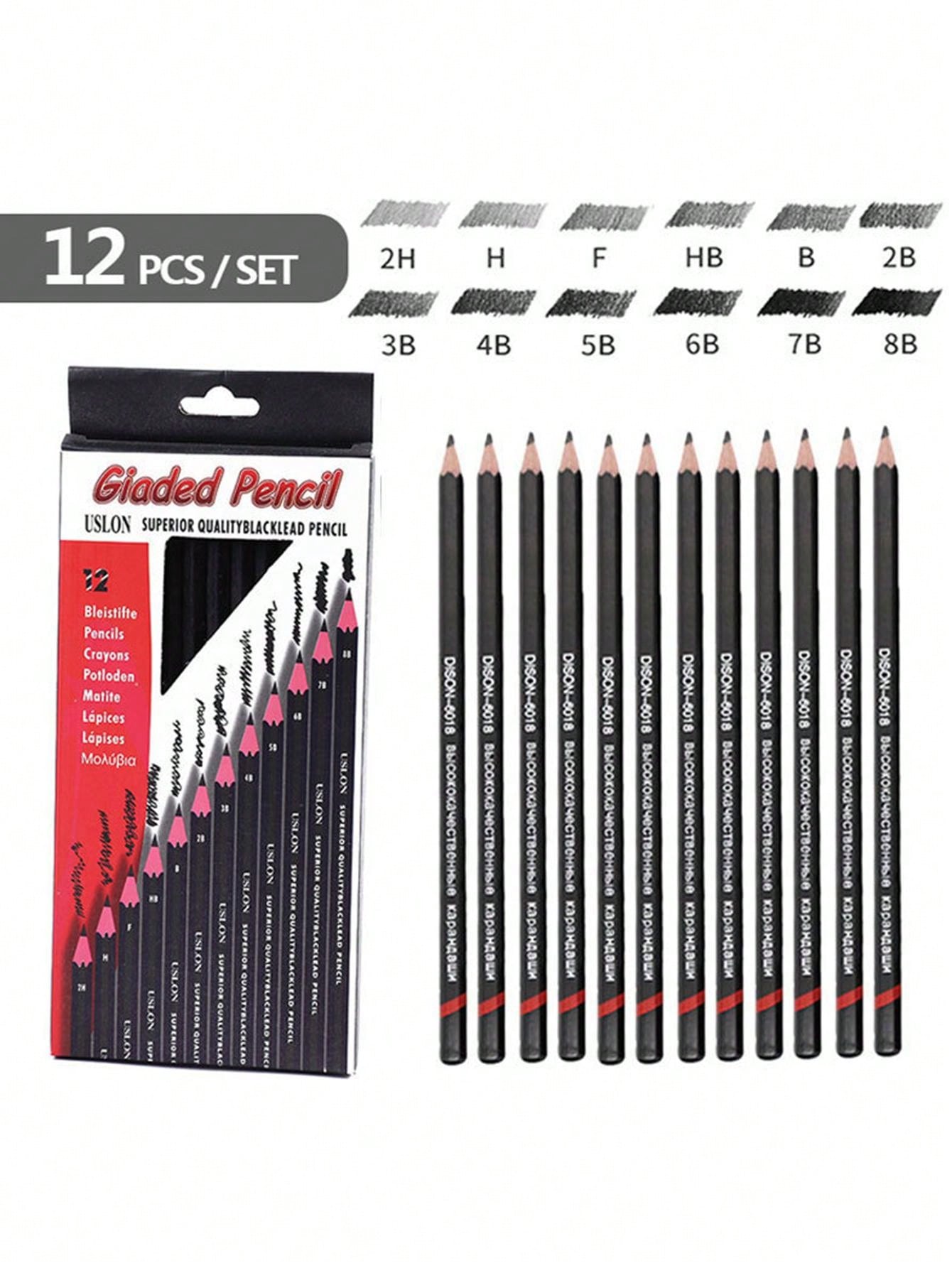 12 PCS/LOT Art Pencils Graphite Shading Pencils for Beginners & Pro