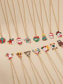 15入組聖誕主題項鍊,以聖誕老人、雪花和聖誕樹吊墜作為送給朋友的禮物 - 彩色 - 查看 1