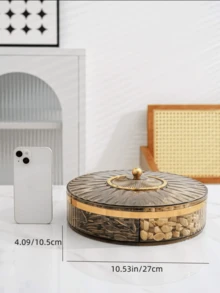 1入組圓形金色堅果收納盒 - 金色 - 查看 4