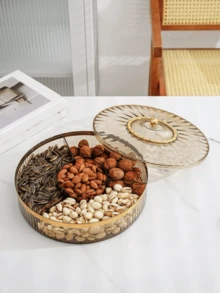 1入組圓形金色堅果收納盒 - 金色 - 查看 2