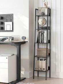 VASAGLE Bücherregal, Leiterregal 5 Ebenen, schmales Regal, offenes Standregal für Arbeitszimmer, Wohnzimmer, Schlafzimmer, Küche, Industrie-Design - Schwarz - Übersicht 2
