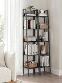 VASAGLE Bücherregal, Leiterregal 5 Ebenen, schmales Regal, offenes Standregal für Arbeitszimmer, Wohnzimmer, Schlafzimmer, Küche, Industrie-Design - Schwarz - Übersicht 3