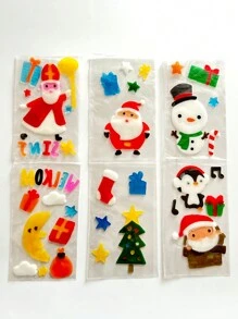 1pc Random Cartoon 3d Christmas Theme Soft Pvc Window Sticker, Cute Tpr Jelly Fridge & Wall Decoration - Christmas theme Gemini - View 2