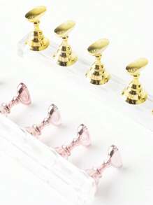 1 件日式美甲棋盤亞克力展示架,水晶底座練習指甲套 - 銀色 - 查看 2