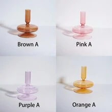 一件独特的玻璃烛台，用我们美丽的玻璃烛台点亮您的生活。手工制作，完美无瑕，这些烛台适合任何场合！、房间装饰、礼物 - 彩色 - 查看 4