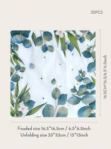 25pcs Plant Print Disposable Napkin - Multicolor - View 3