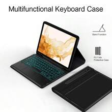 背光触控板键盘保护套书式保护套适用于 Galaxy Tab S8+ / S7 FE /Plus 12.4 英寸 S7fe X800 X806/T730 T735 T736/ T970 T975 平板电脑磁分离智能触控板键盘超薄 - 黑色-英語佈局 - 查看 8