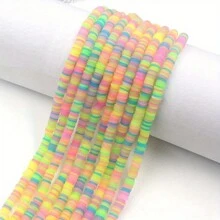 每串320-330顆6mm果凍色扁圓形聚合物黏土珠子,搭配熔岩風格,鬆散的間隔珠子,適用於手工diy珠寶製作用品 - 混合 - 查看 22