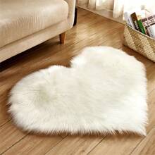 1pc Heart-shaped Carpet Mat For Bedroom Bedside, Sofa Cushion, Foot Pad, Soft And Durable, Peach Pink - White - View 2
