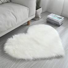 1pc Heart-shaped Carpet Mat For Bedroom Bedside, Sofa Cushion, Foot Pad, Soft And Durable, Peach Pink - White - View 5