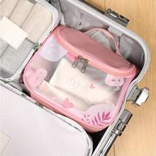 粉色啞光PU防水便攜化妝/化妝品收納袋 - 粉色 - 查看 5