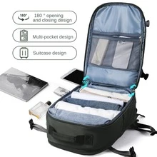 大容量牛津布防水女士背包,適用於旅行,商務旅行,學校,配有多個隔層,方便存取行李袋和15.6英寸的筆記型電腦隔層 - 墨綠色 - 查看 4