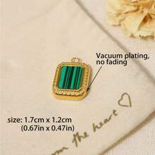 1入組天然石頭吊墜和18k鍍金鈦鋼鏈配件,適用於diy珠寶製作 - 金色 - 查看 29